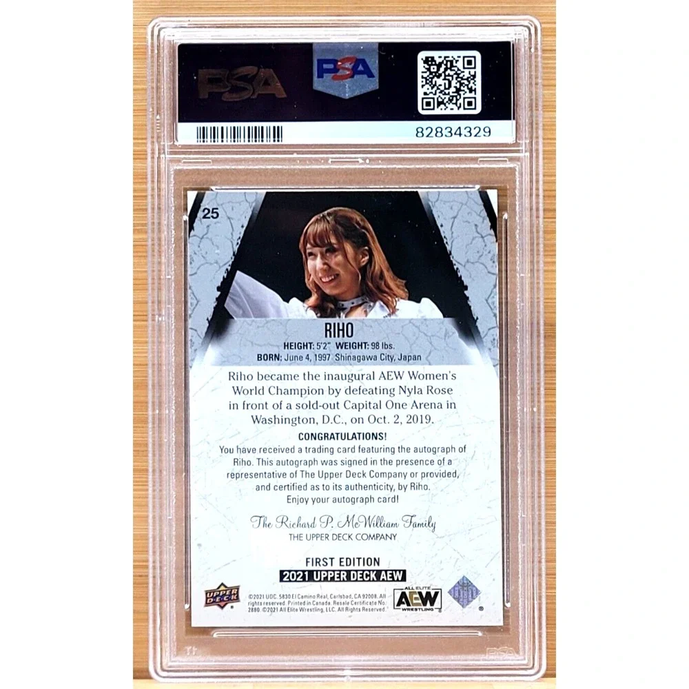 2021 UPPER DECK AEW RIHO AUTO PSA 9 AUTO 10‎